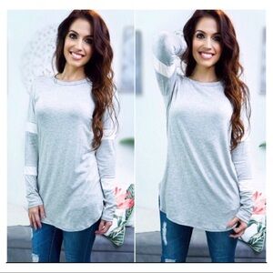 Gray Striped Tunic Top